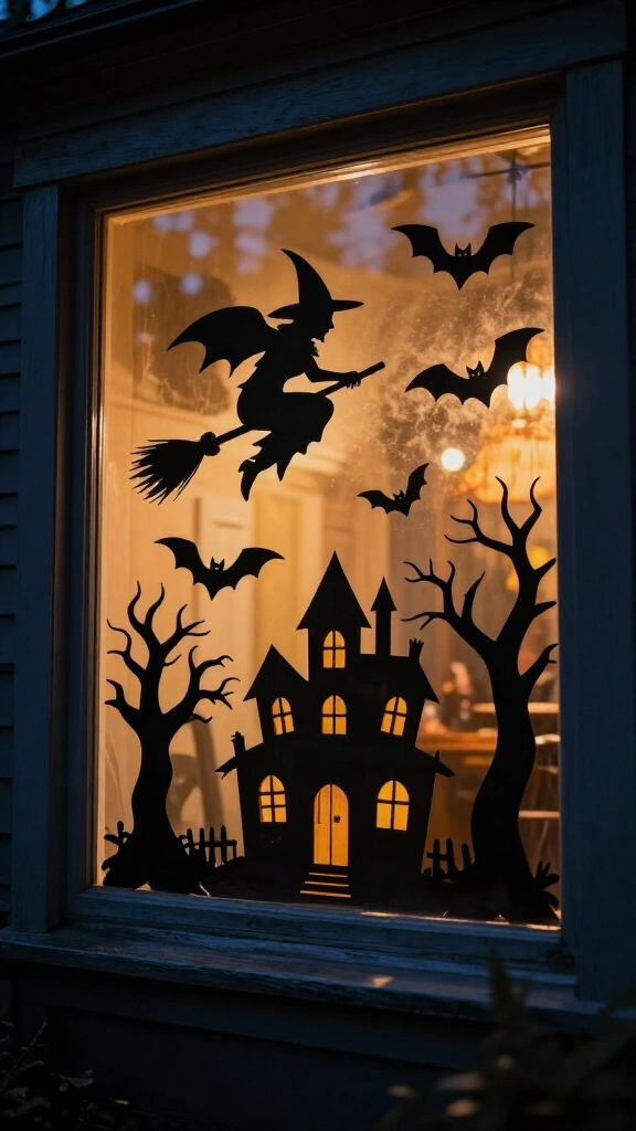 Spooky silhouette window art