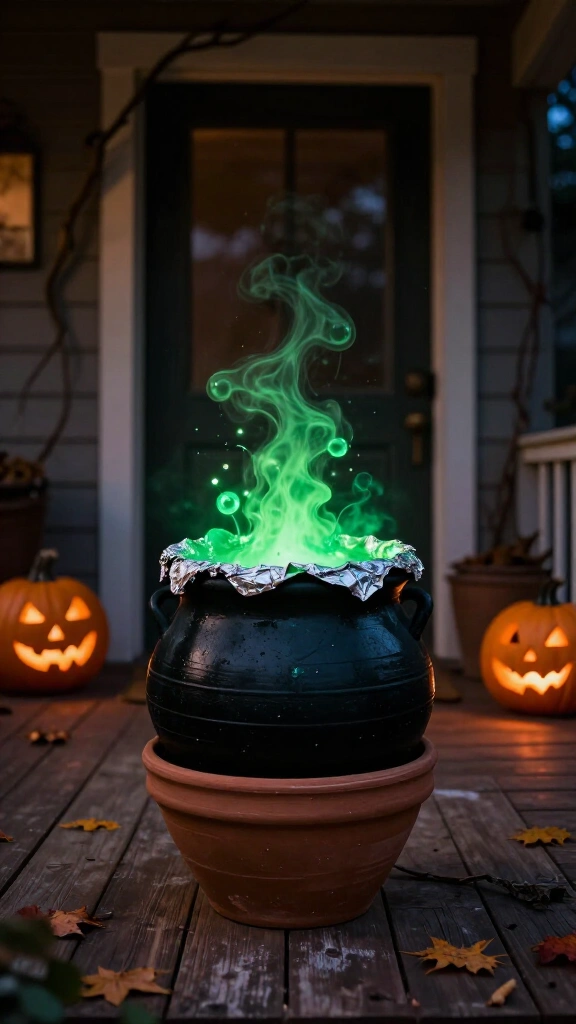 Painted terracotta pot cauldrons