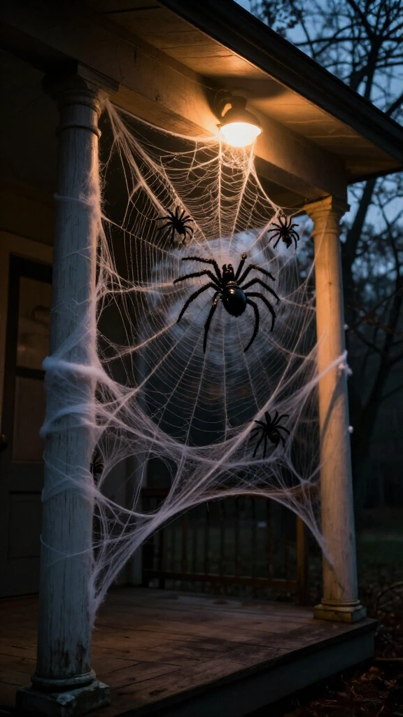 Eerie spiderweb porch columns