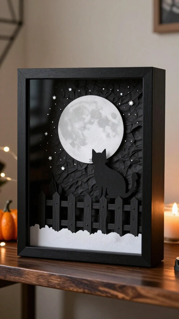 Black cat shadowbox display