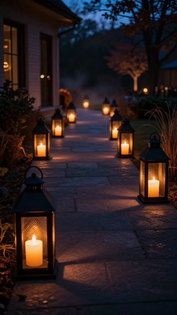 Matte black lantern pathways
