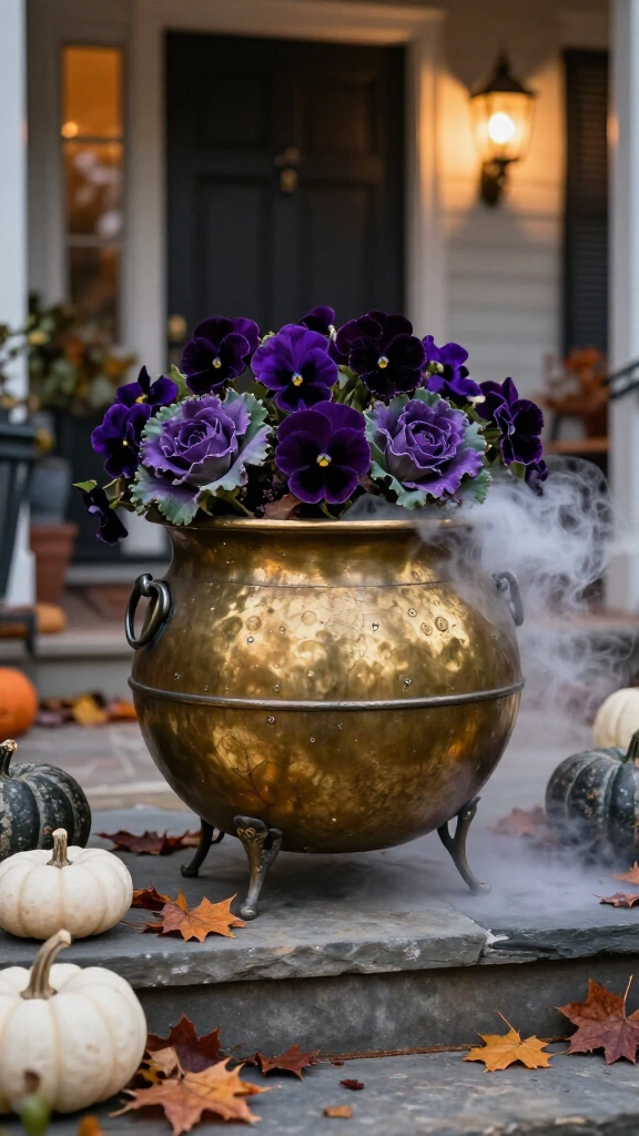 Antique brass witch cauldrons
