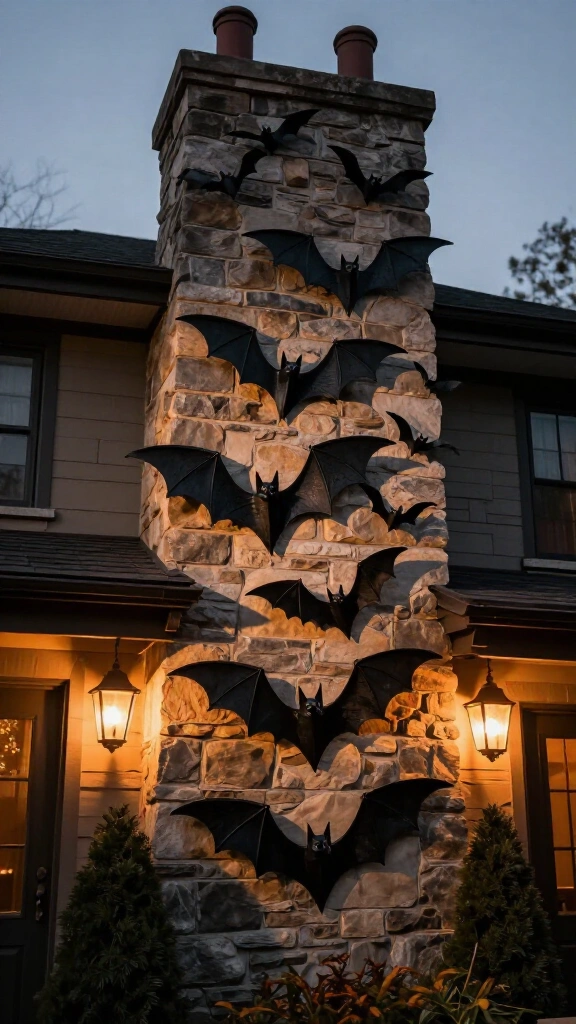 Minimalist black wire bat swarm