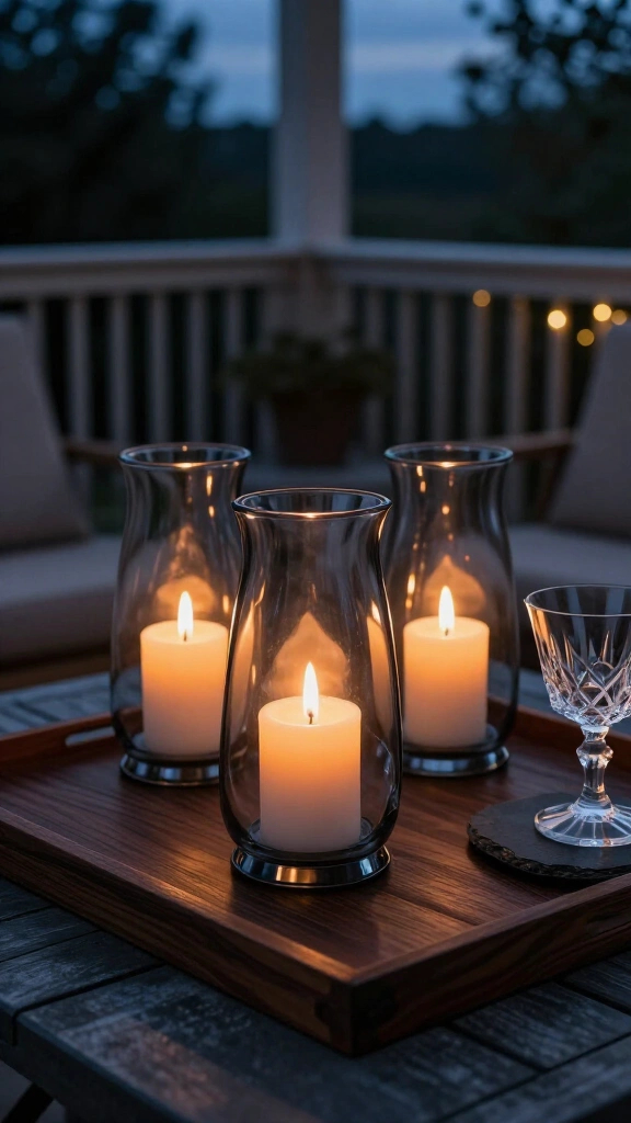 Smoky glass hurricane lamps