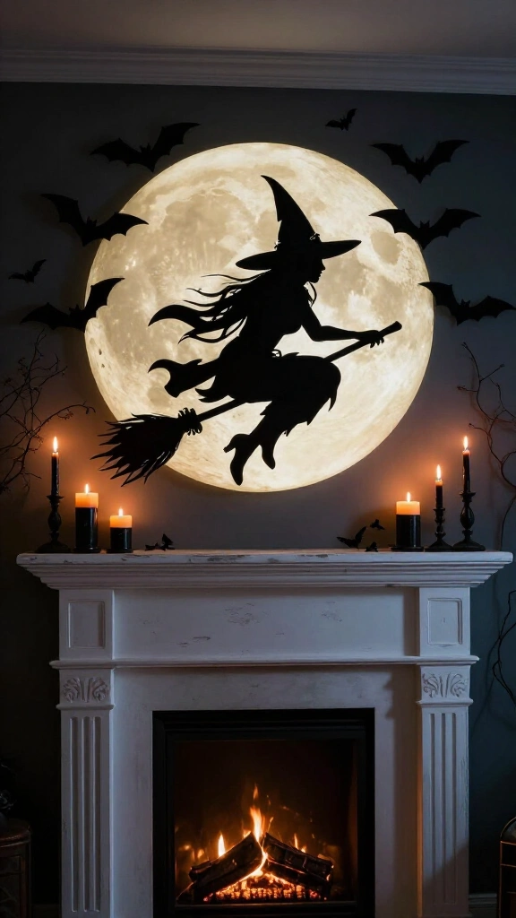 Hanging witch silhouette scene