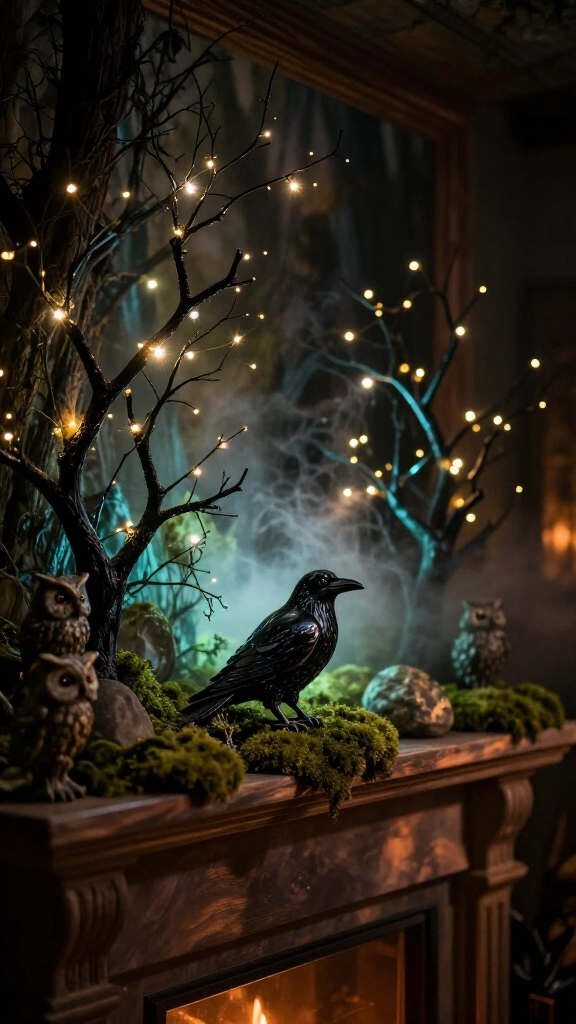 Enchanted forest mantel scene