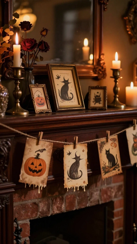 Vintage Halloween postcard display