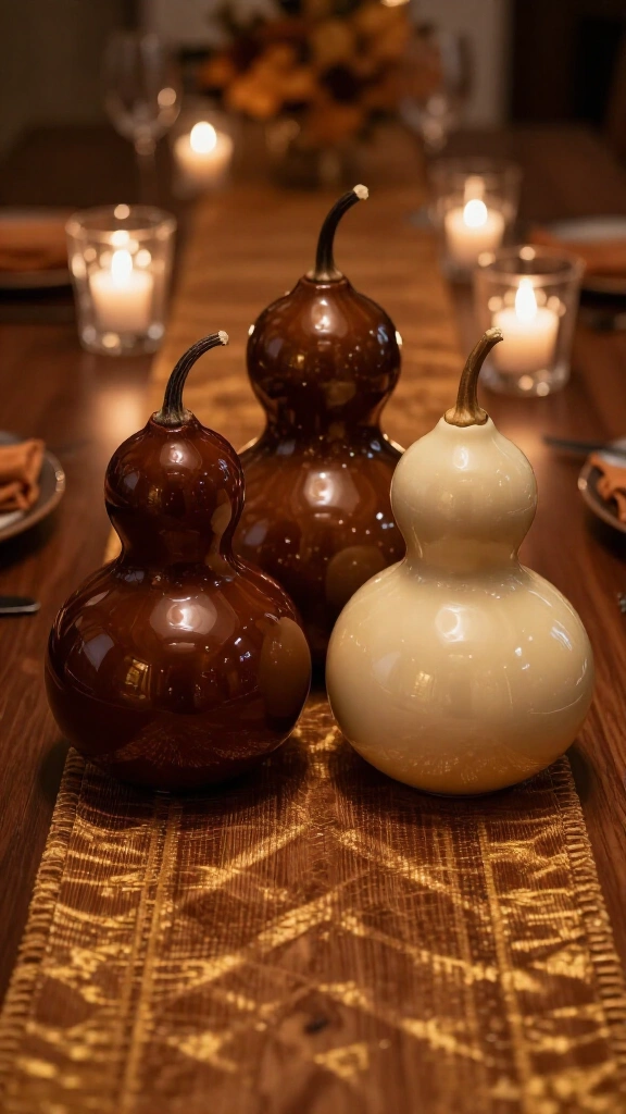 High-gloss chocolate brown and champagne trio