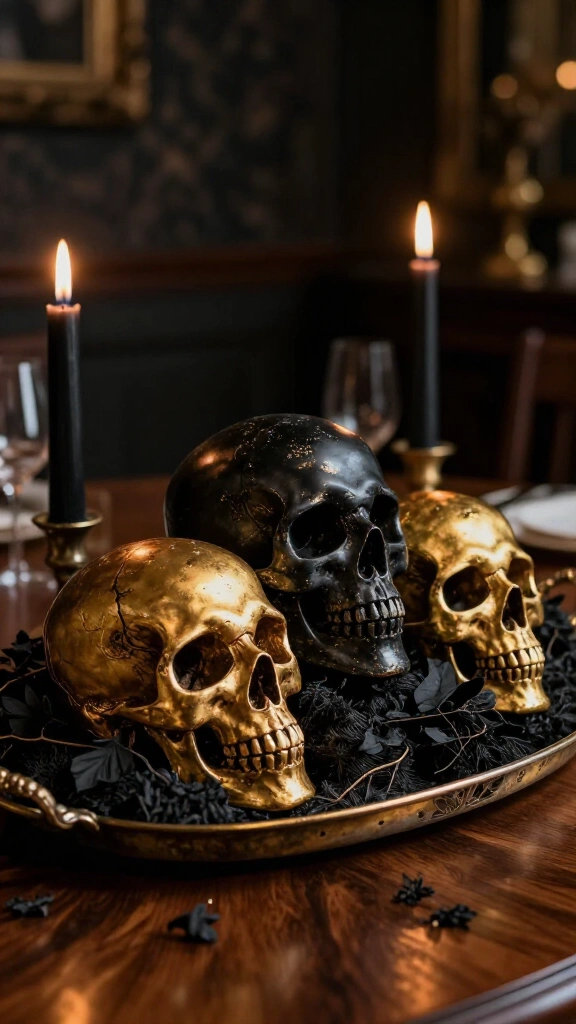 Gilded skull centerpiece