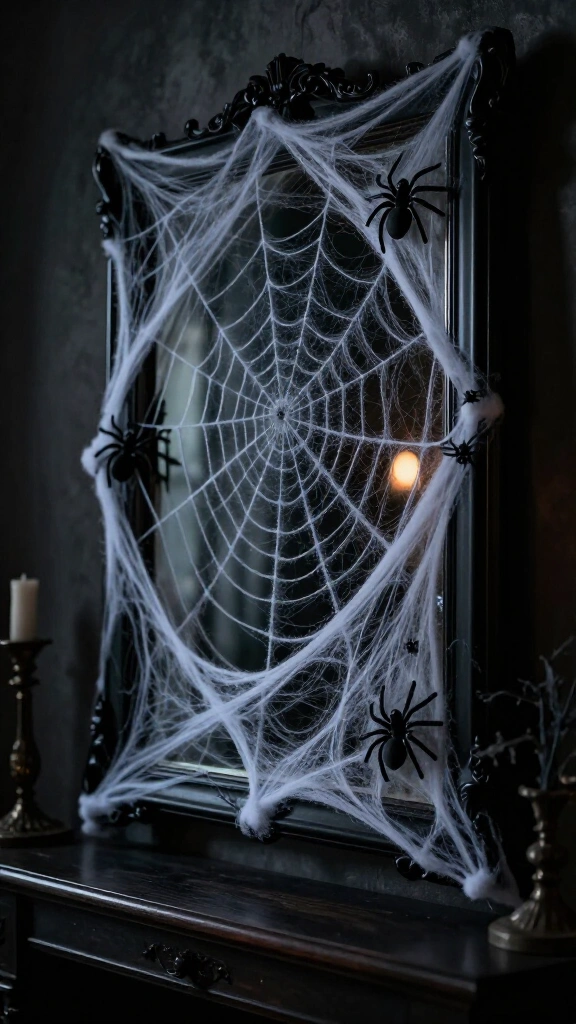 Spider web mirror frame