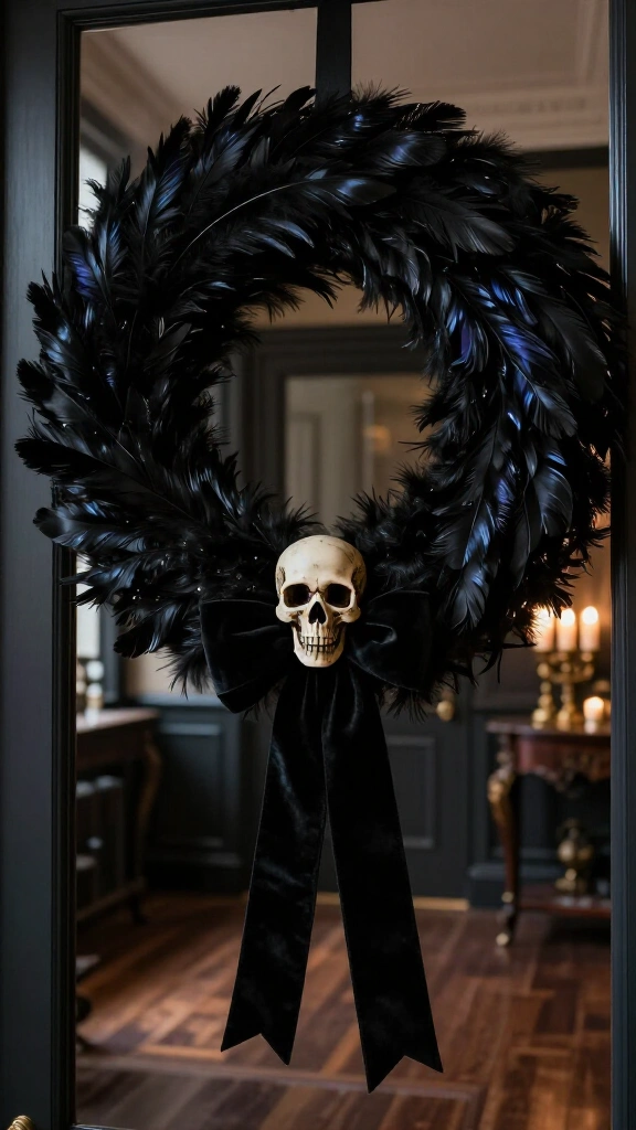 Black feather wreath