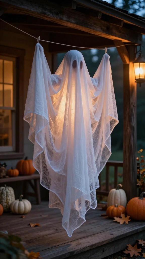 Cheesecloth ghost figures