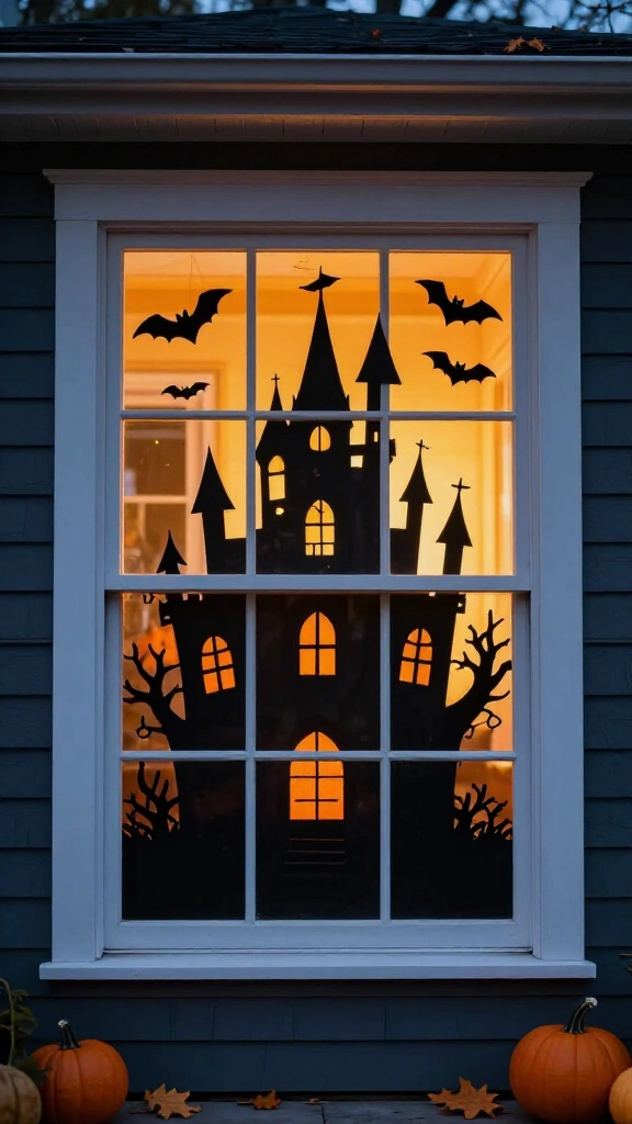 Spooky silhouette window panels