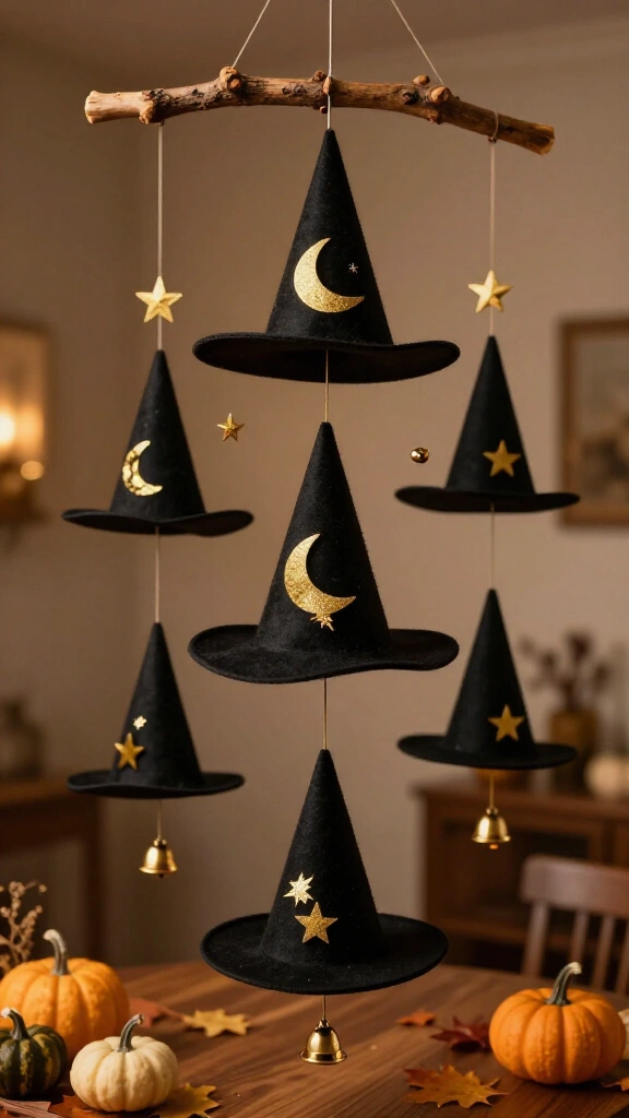 Floating witch hat mobile