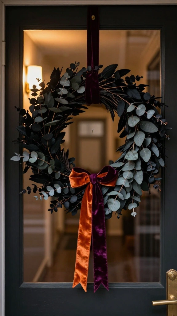 Spooky peep-hole door wreaths