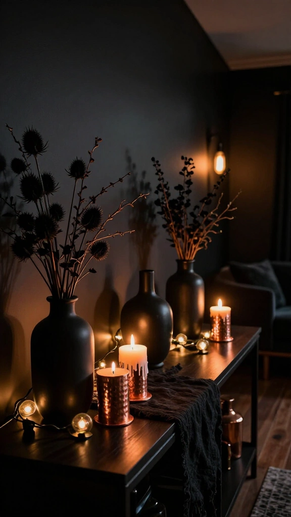 Use black and copper as your color palette