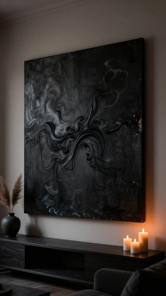 Oversized abstract witchy charcoal canvas