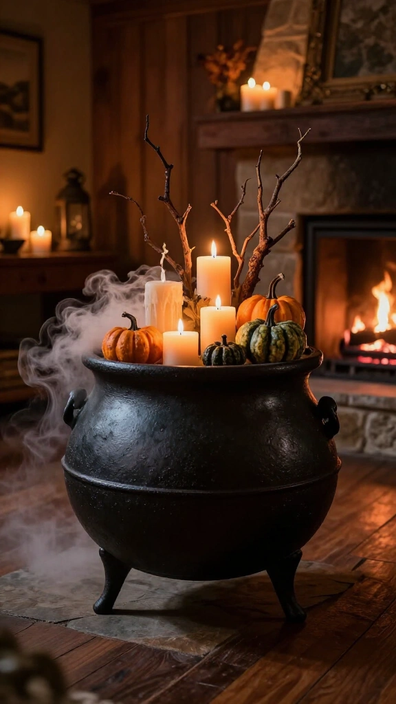 Use a vintage cauldron as a statement piece