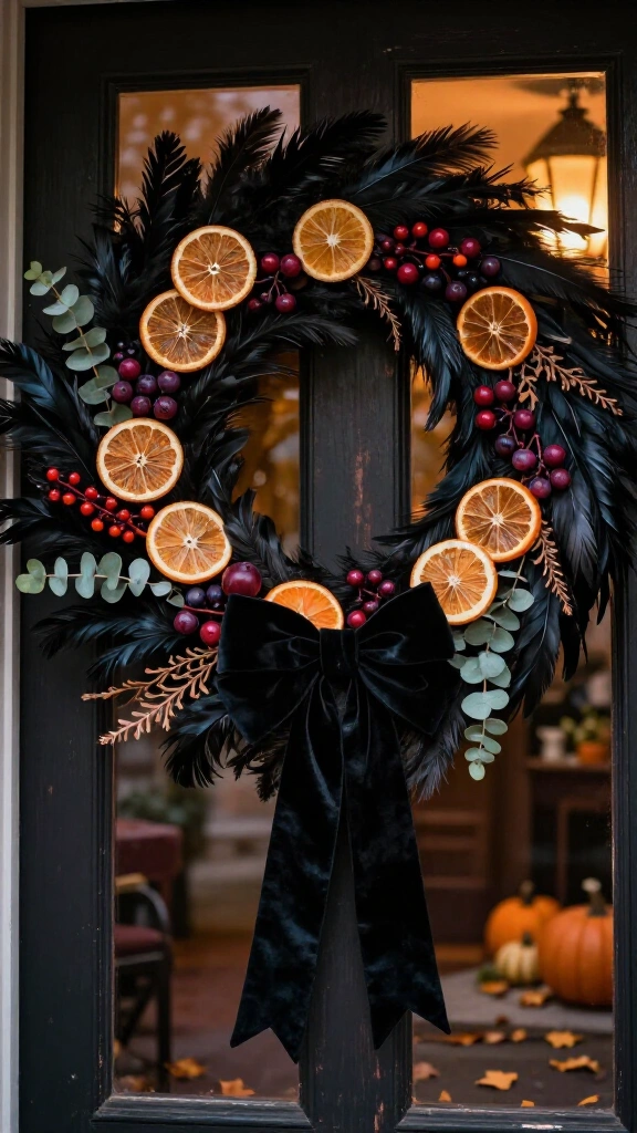 Style your entryway with a dark, welcoming wreath