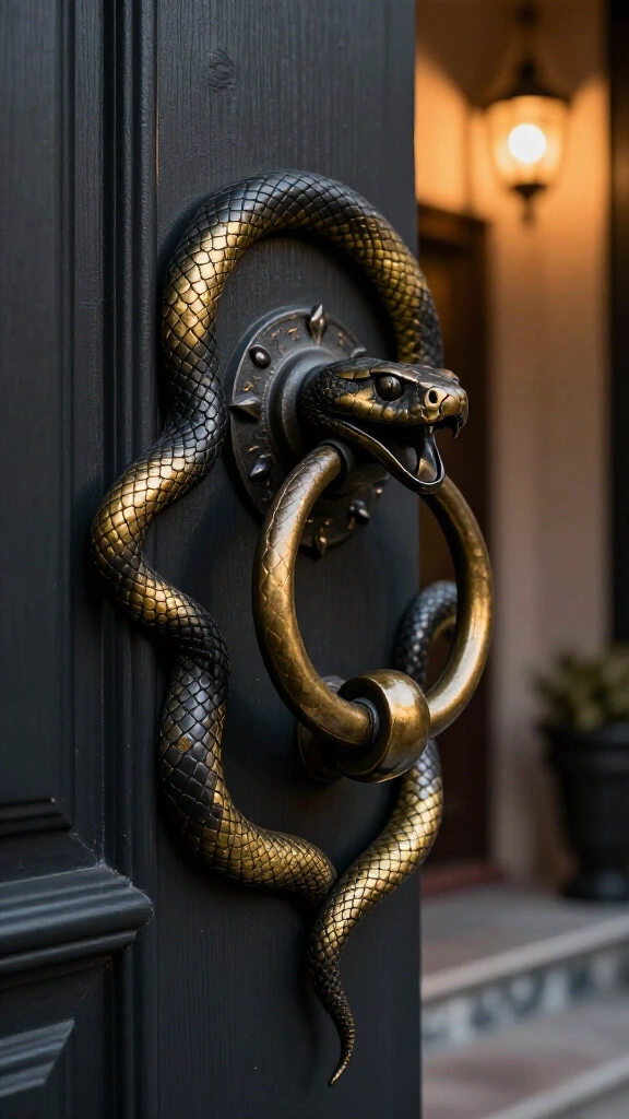 Dramatic snake door knocker accent