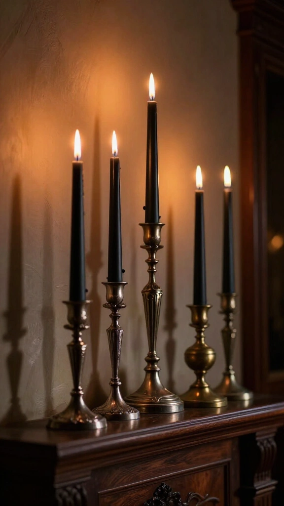 Matte black taper candle clusters