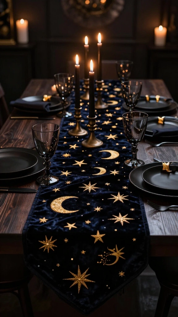 Celestial phase table runners and linens