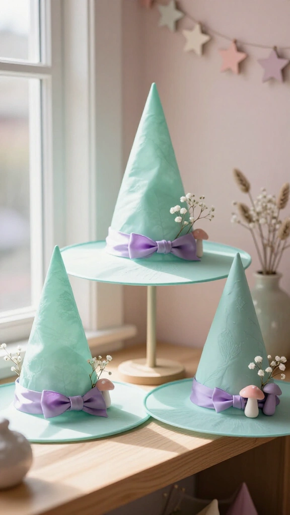 Mint green witch hat display
