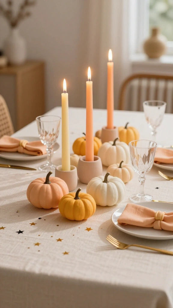 Pastel candy corn color palette table setting