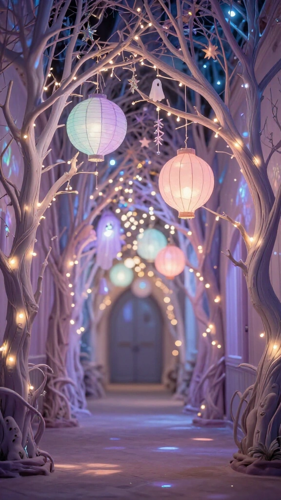 Enchanted pastel forest entryway