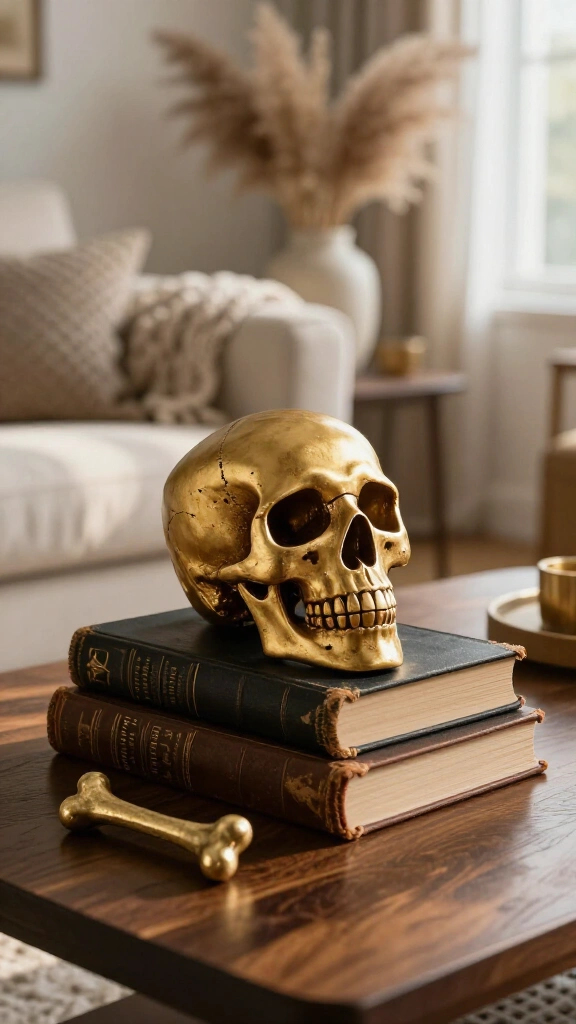 Golden skeleton accents