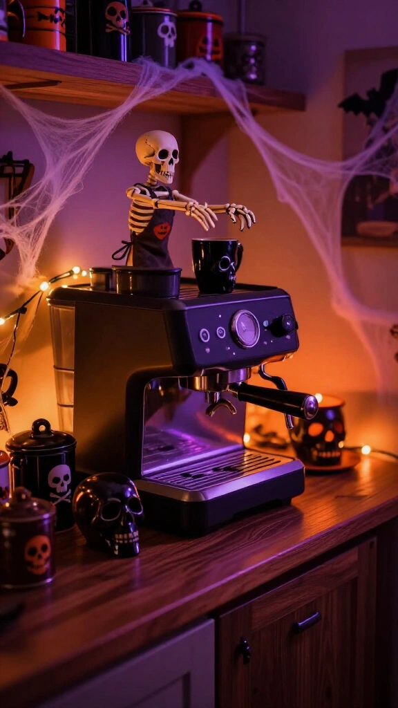 Skeleton barista coffee station