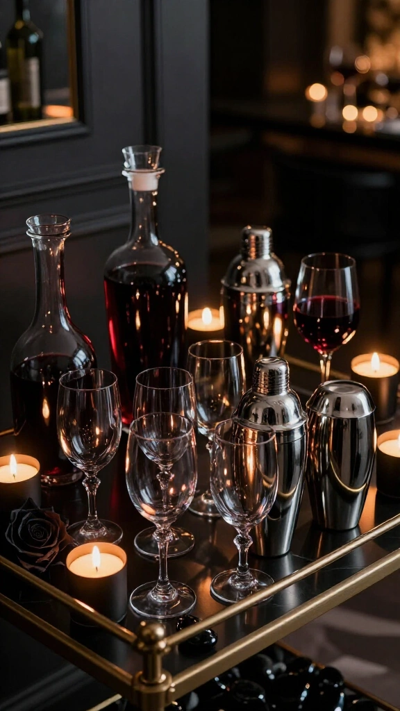Smoked glass cocktailware display