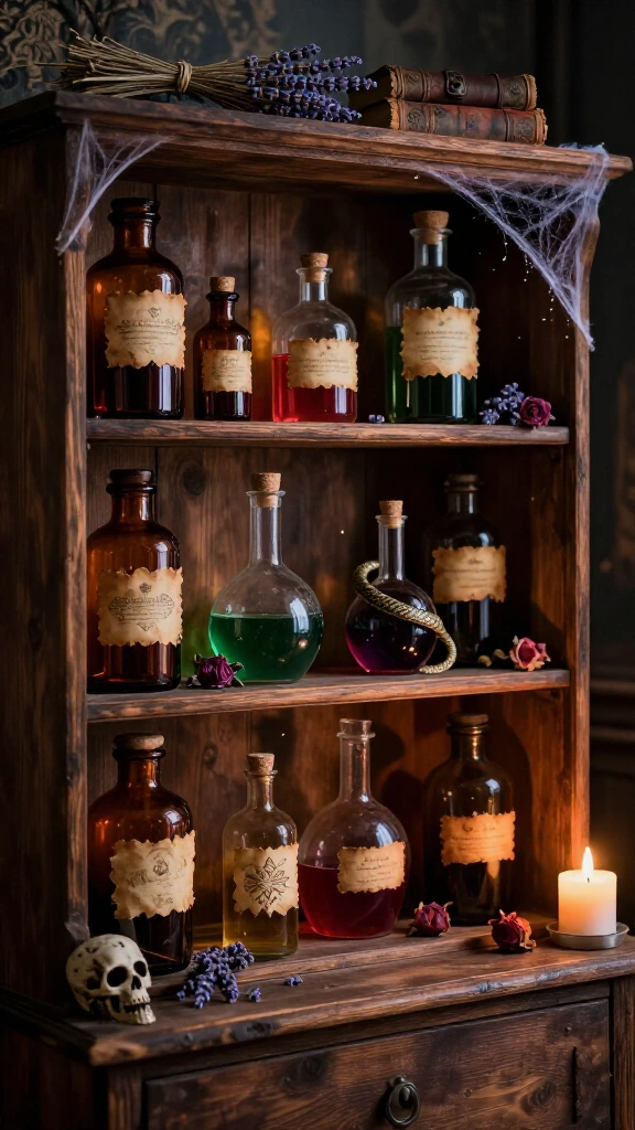 The curated apothecary potions shelf