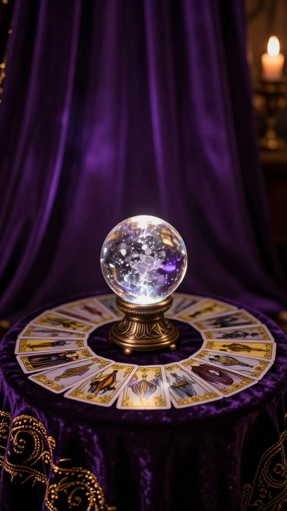 Crystal ball and tarot reading corner