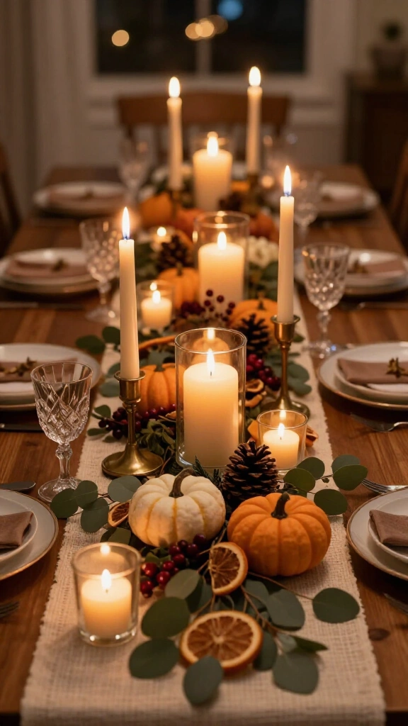 A candle-heavy centerpiece