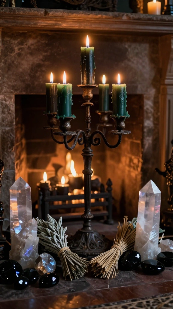 Smudge stick and candelabra hearth