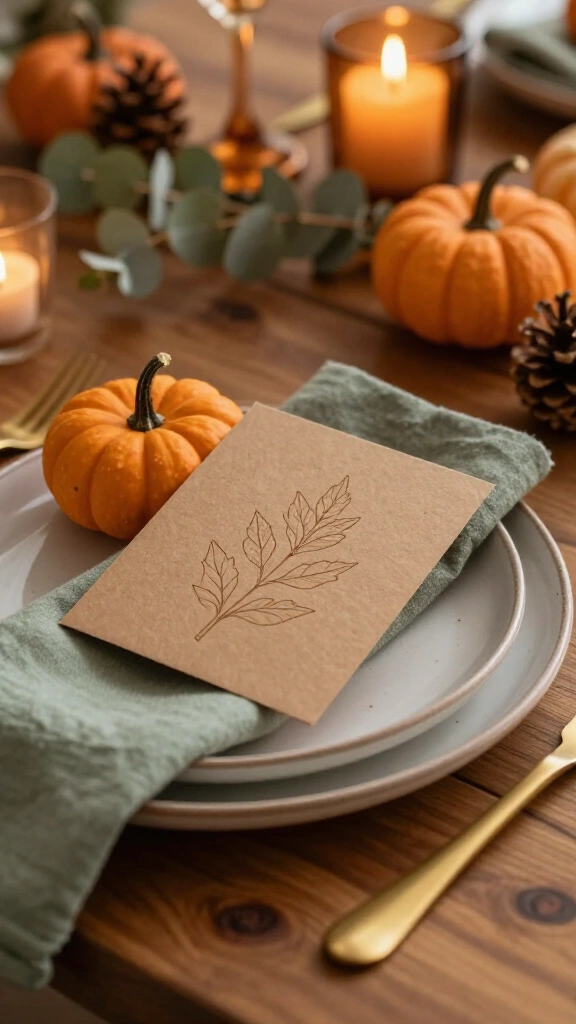 A gratitude card at each place setting