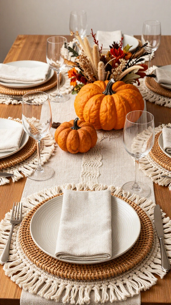 A boho Thanksgiving table