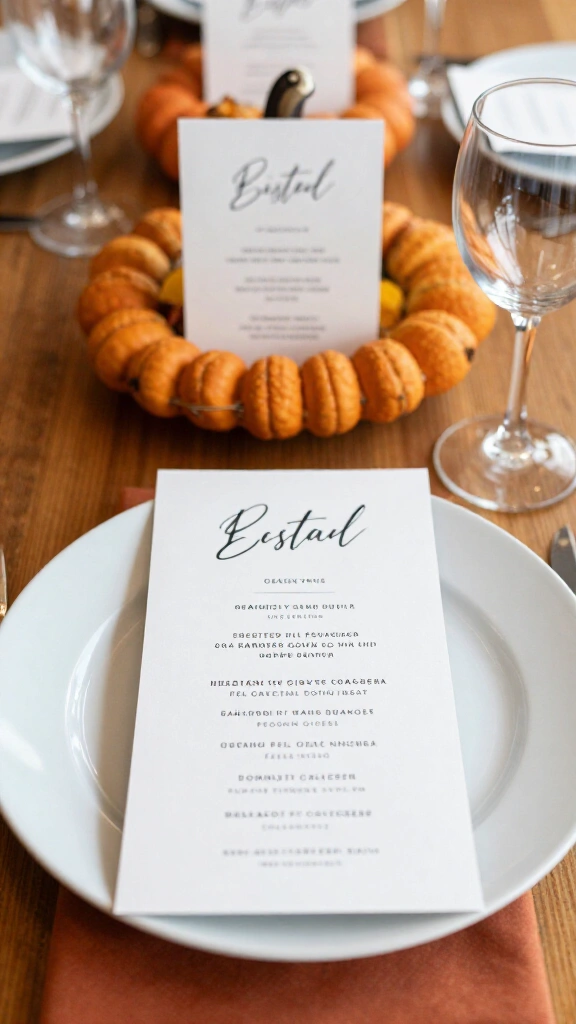 Handwritten menus at each place setting