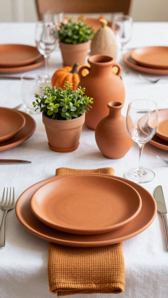 Warm terracotta and clay accents