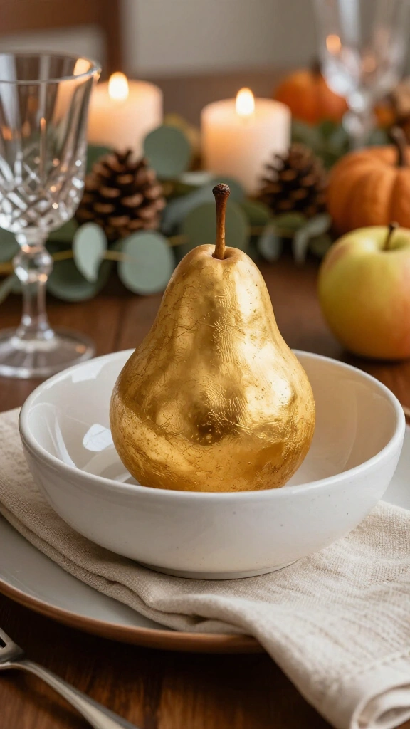 Gilded pear and apple place settings