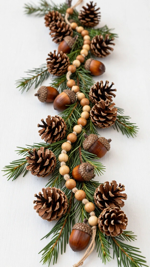 Pinecone and acorn garland