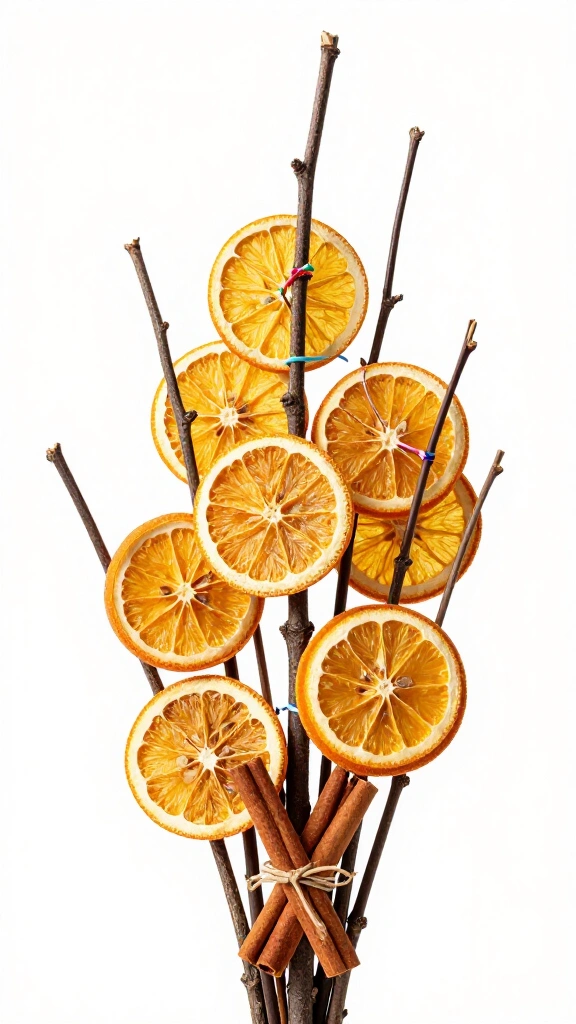 Dried citrus and cinnamon twig cluster