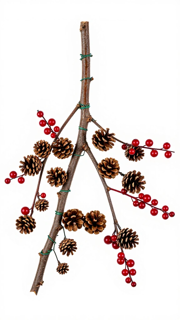 Pinecone and berry winter transition branch