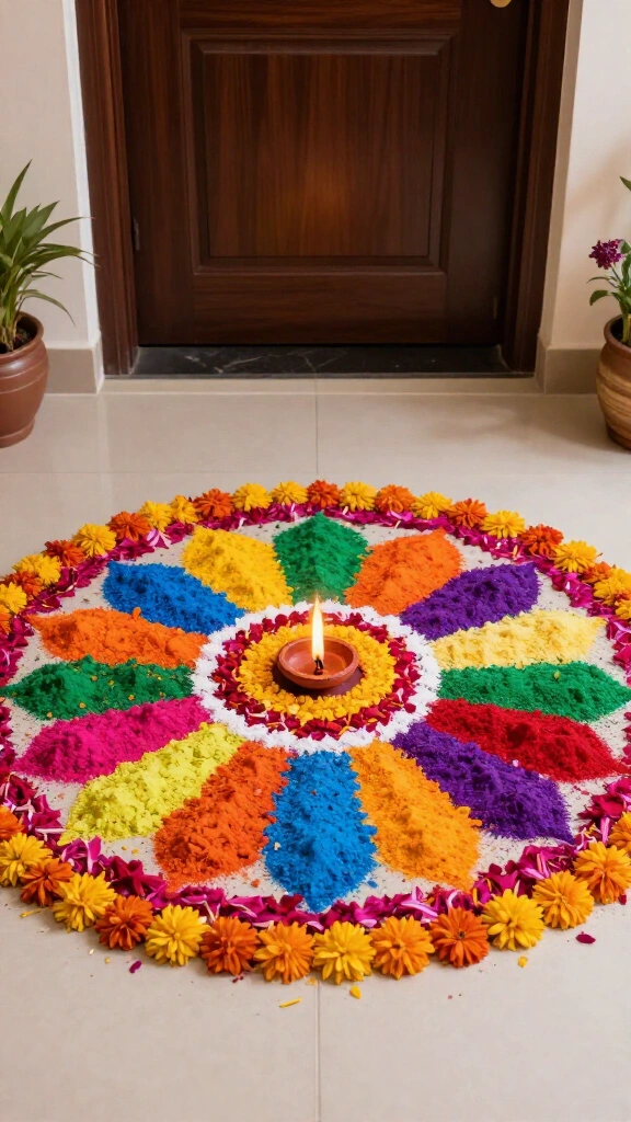 Statement rangoli at your entrance