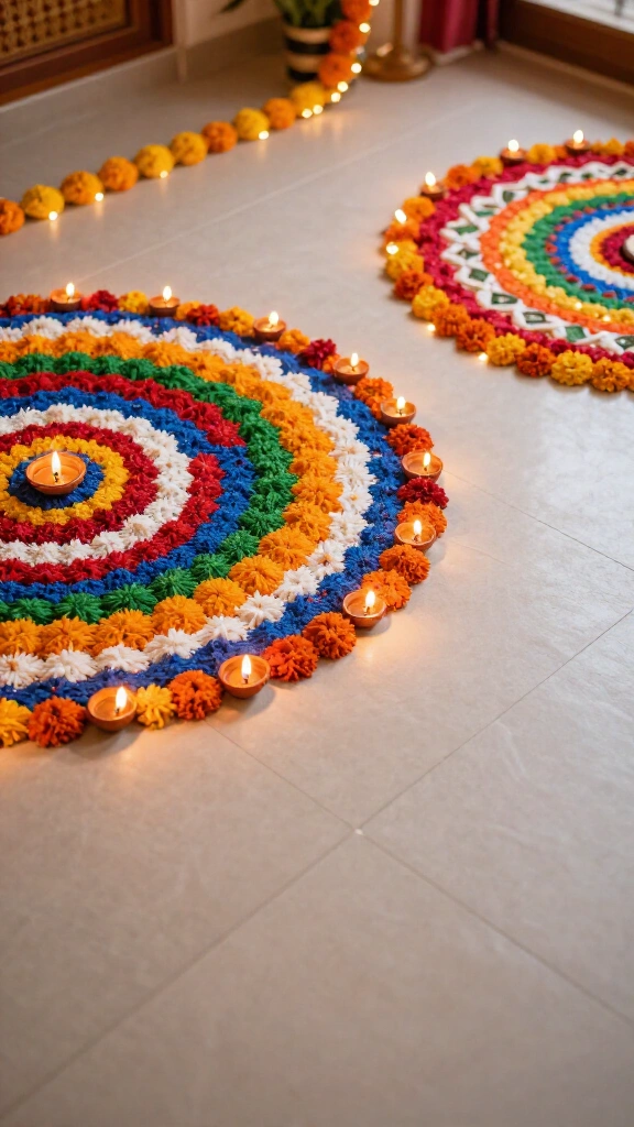 Rangoli with tea light border