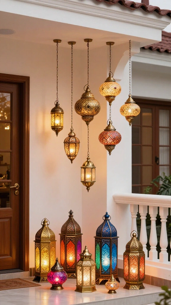 Decorative lanterns in clusters
