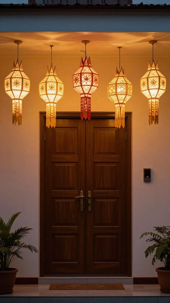 Lantern clusters at the entrance