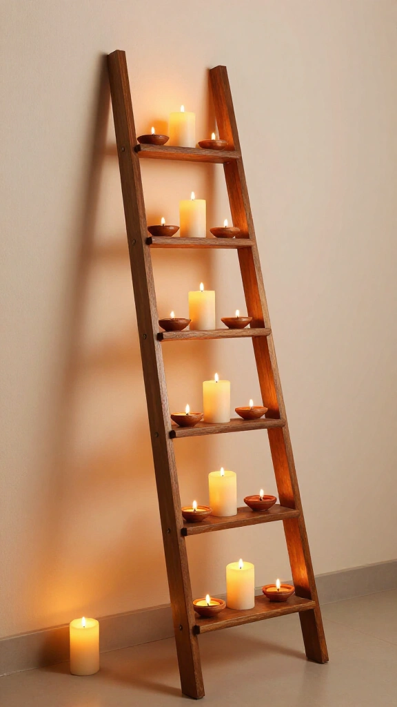 Wax candle ladder display