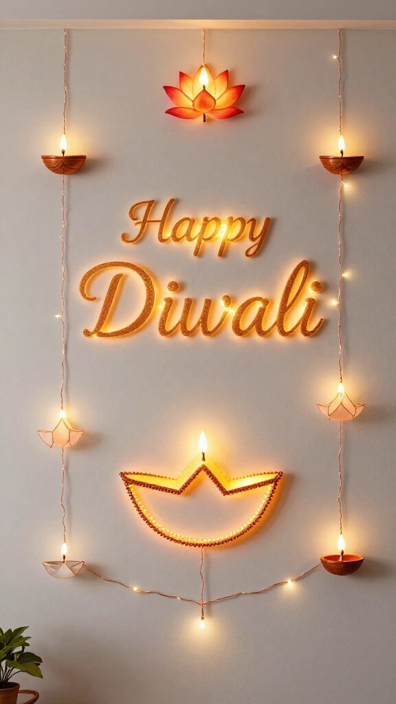 Diwali light wall art